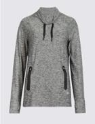 Marks & Spencer Quick Dry Funnel Neck Top Grey