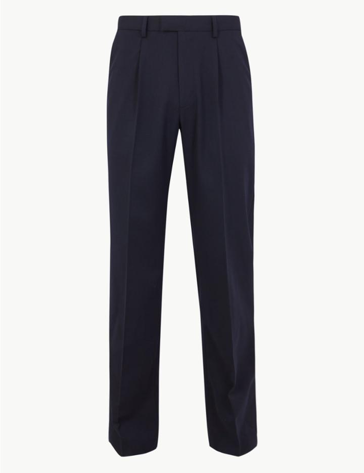 Marks & Spencer Regular Stretch Trousers Navy