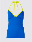 Marks & Spencer Plunge Tankini Top Blue Mix