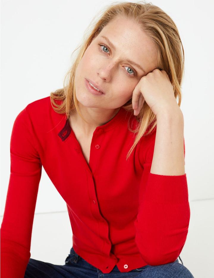 Marks & Spencer Crew Neck Cardigan Chilli
