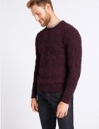Marks & Spencer Cable Knit Jumper With Lambswool & Alpaca Berry