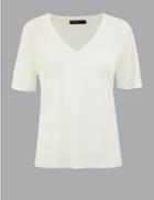 Marks & Spencer V-neck Regular Fit T-shirt Soft White