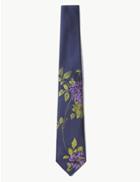 Marks & Spencer Pure Silk Floral Print Tie Navy