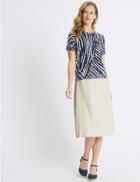 Marks & Spencer Cross Hatch A-line Midi Skirt Neutral