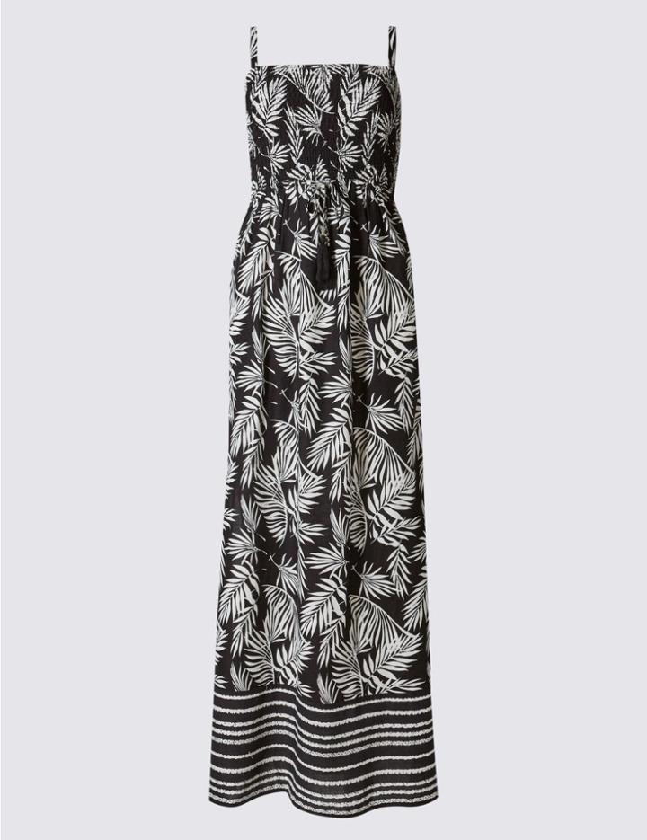 Marks & Spencer Palm Tree Print Maxi Dress Black Mix