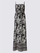 Marks & Spencer Palm Tree Print Maxi Dress Black Mix