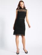 Marks & Spencer Geometric Lace Shift Midi Dress Black