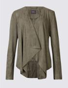 Marks & Spencer Faux Suede Waterfall Jacket Khaki