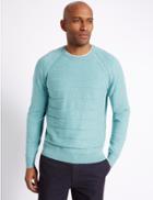 Marks & Spencer Cotton Rich Striped Jumper Medium Turquoise