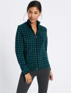 Marks & Spencer Dogtooth Print Fleece Jacket Teal Mix
