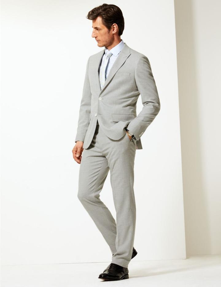 Marks & Spencer Grey Tailored Fit Jacket Silver Grey