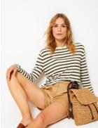 Marks & Spencer Striped Long Sleeve T-shirt With Linen Khaki Mix