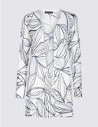 Marks & Spencer Leaf Print Long Sleeve Cardigan White Mix
