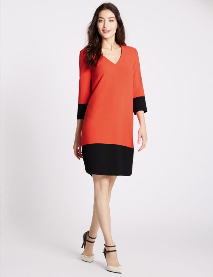 Marks & Spencer Colour Block Tunic Dress Orange Mix