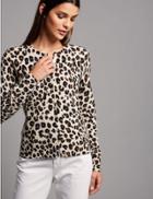 Marks & Spencer Pure Cashmere Animal Print Cardigan Camel Mix