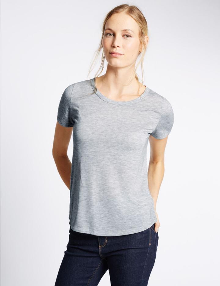 Marks & Spencer Relaxed Short Sleeve T-shirt Grey Marl