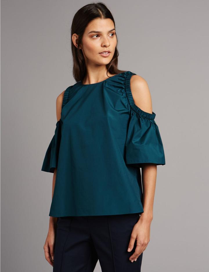 Marks & Spencer Pure Cotton Cold Shoulder Shell Top Peacock