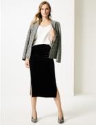 Marks & Spencer Textured Jersey Pencil Midi Skirt Black