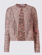 Marks & Spencer Pure Cotton Textured Tassel Yarn Cardigan Multi
