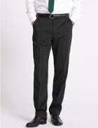 Marks & Spencer Charcoal Textured Regular Fit Trousers Charcoal