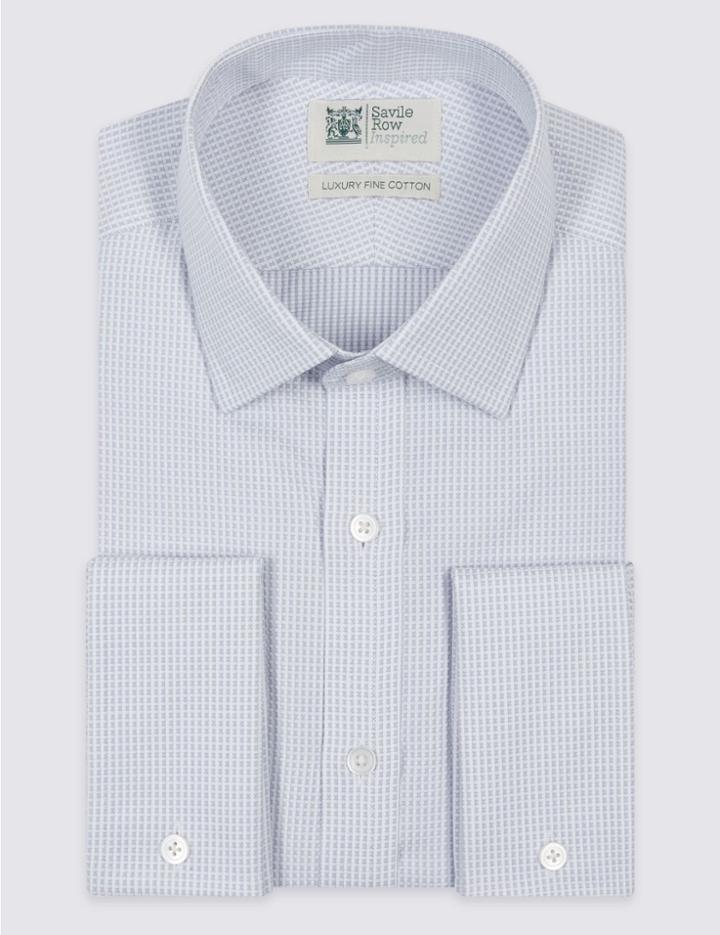 Marks & Spencer Pure Cotton Easy To Iron Tailored Fit Shirt Grey Mix