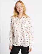 Marks & Spencer Petite Ladybird Print Long Sleeve Shirt Ivory Mix