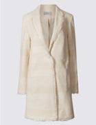 Marks & Spencer Cotton Rich Textured Fringe Jacket Ivory