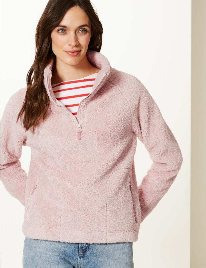 Marks & Spencer Textured Borg Fleece Petal Pink