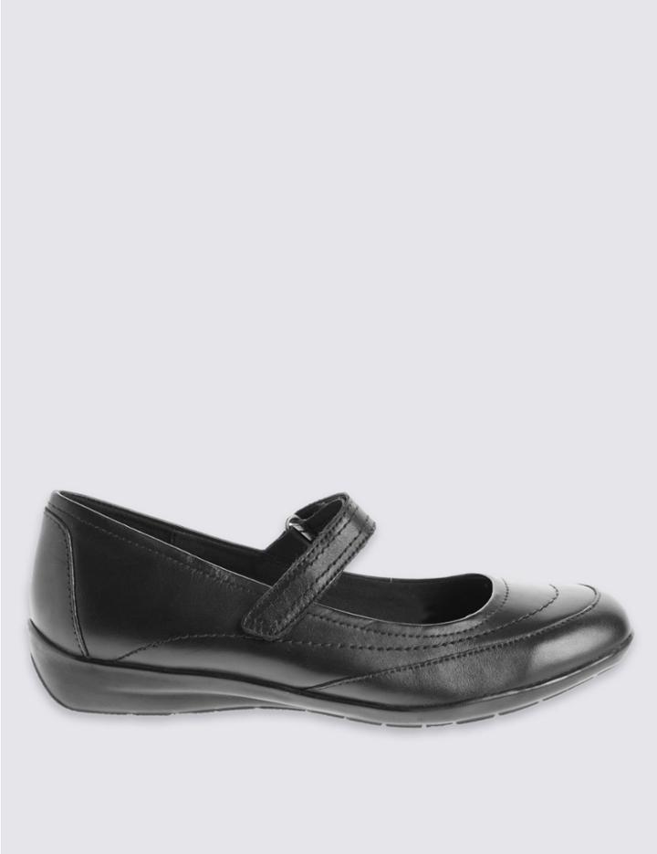 Marks & Spencer Leather Cut Out Dolly Pumps With Footglove&trade; Black