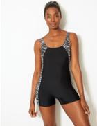 Marks & Spencer Monochrome Print Scoop Neck Swimsuit Black Mix