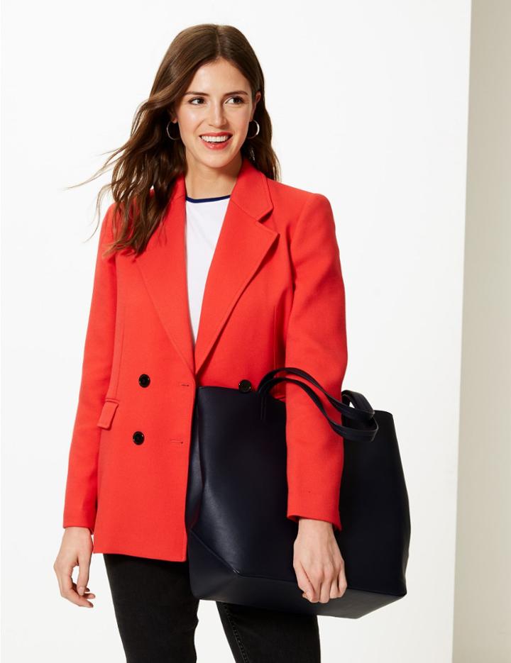 Marks & Spencer Faux Leather Shopper Bag Navy