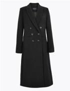 Marks & Spencer Wool Blend Waisted Overcoat Black