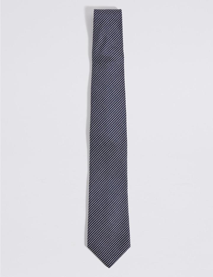 Marks & Spencer Silk Rich Textured Tie Navy