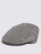 Marks & Spencer Pure Wool Flat Cap With Stormwear&trade; Grey Mix