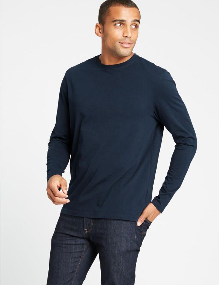 Marks & Spencer Pure Cotton Long Sleeve T-shirt Navy