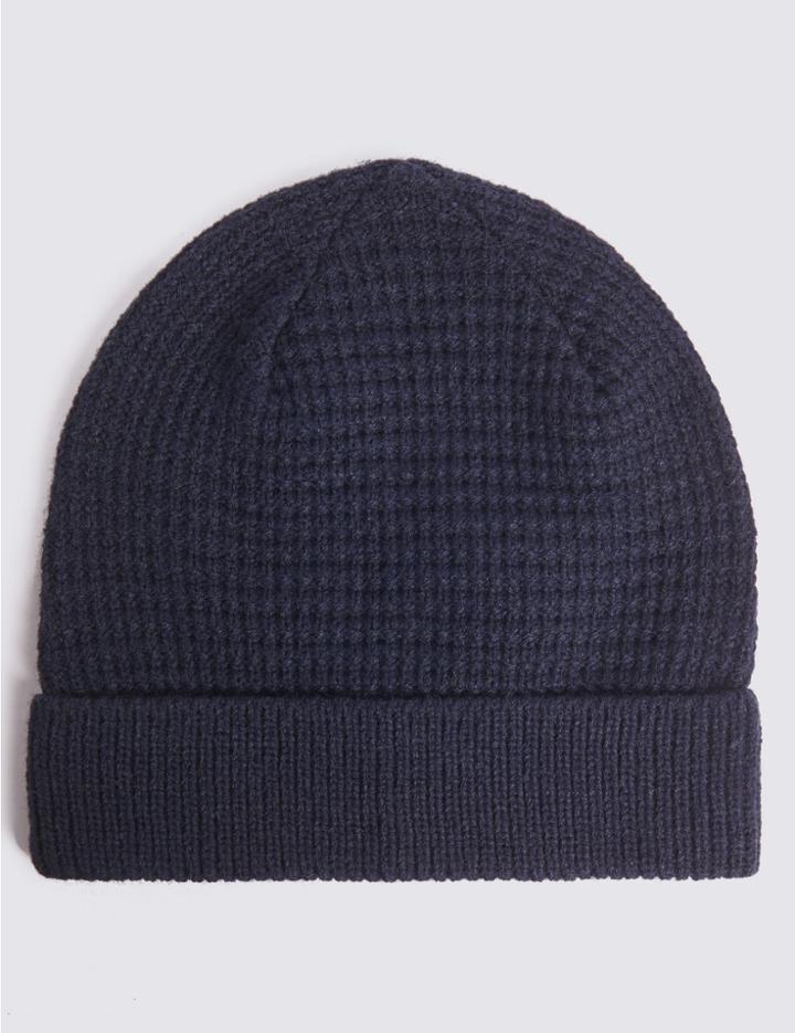 Marks & Spencer Stitch Beanie Hat Navy