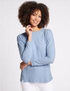 Marks & Spencer Knitted Round Neck Long Sleeve T-shirt Pale Blue