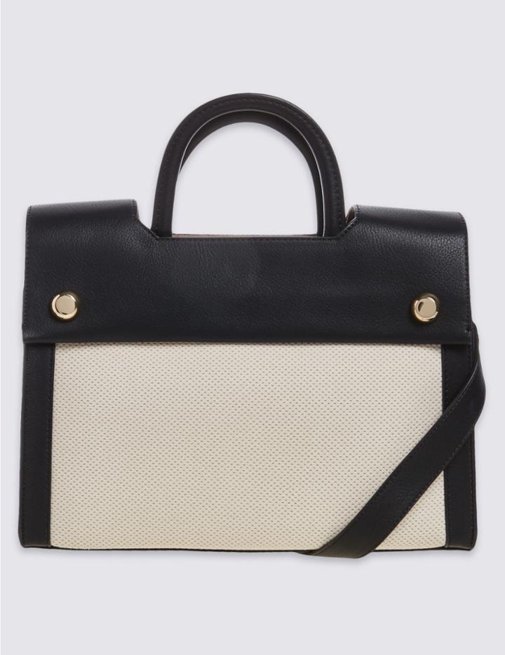 Marks & Spencer Faux Leather Stud Tote Bag Black Mix