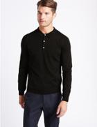 Marks & Spencer Merino Wool Blend Polo Shirt Charcoal Mix