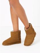 Marks & Spencer Suede Cleated Sole Slipper Boots Chestnut