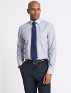 Marks & Spencer 2 Pack Easy To Iron Tailored Shirts With Tie Bluebell Mix