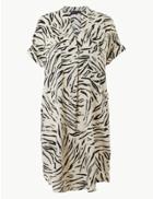 Marks & Spencer Animal Print Short Sleeve Shift Mini Dress Cream Mix