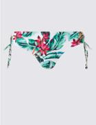 Marks & Spencer Floral Print Hipster Bikini Bottoms White Mix