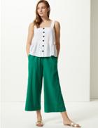 Marks & Spencer Wide Leg Cropped Trousers Emerald