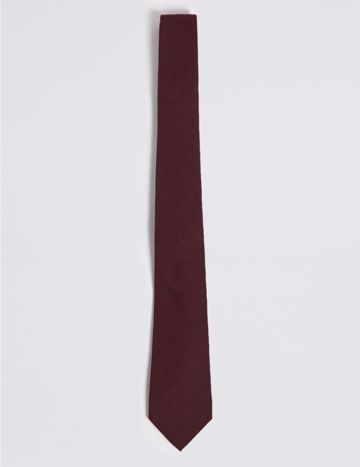 Marks & Spencer Wool Rich Textured Tie Burgundy
