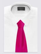 Marks & Spencer Pure Silk Satin Twill Textured Tie Fuchsia