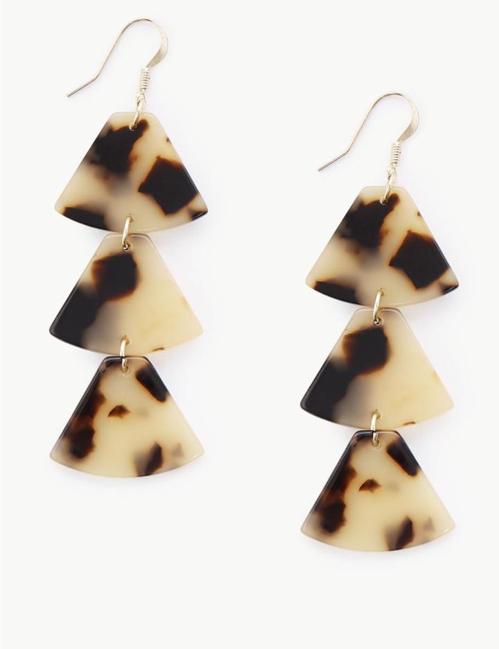 Marks & Spencer Triangle Drop Earrings Brown Mix