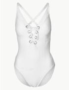 Marks & Spencer Padded Lace-up Plunge Swimsuit White