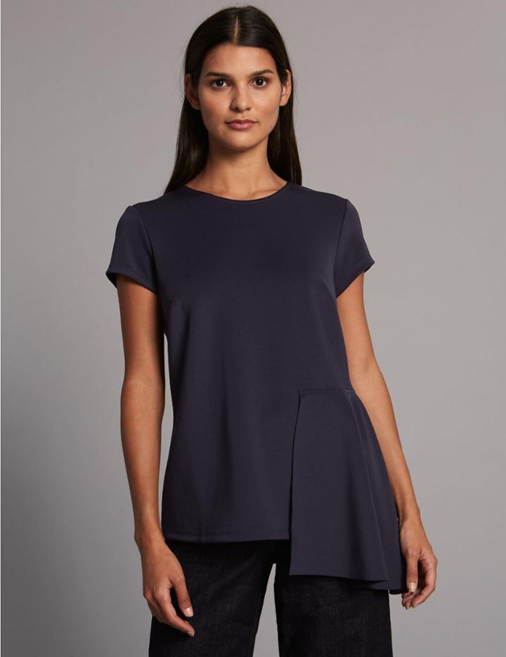 Marks & Spencer Asymmetrical Hem Short Sleeve T-shirt Navy