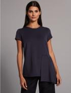 Marks & Spencer Asymmetrical Hem Short Sleeve T-shirt Navy